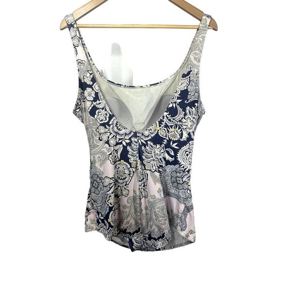 KUNY BARCELONA Women's Paisley Floral Tankini One Piece Swimsuit Pink Size 16 - Picture 5 of 9